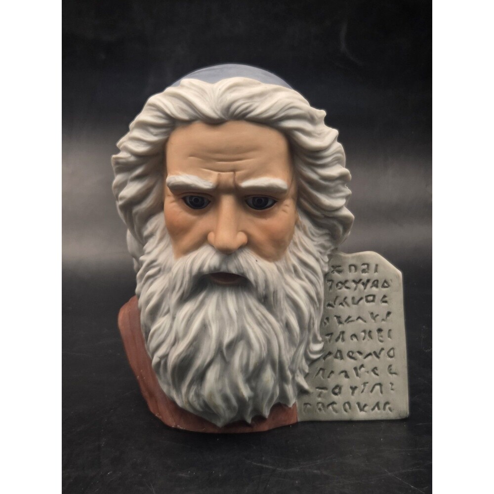 Vintage ENESCO 1983 Figure Porcelain Unique Moses Religious Art 10 Commandments